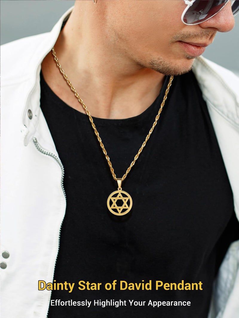 PROSTEEL Magen Star of David Necklace Men Bat Mitzvah Hanukkah 18K Gold Plated Pendant Israel Judaica Hebrew Jewish Jewelry - Image 2